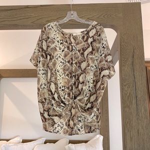 Women’s Snake Print Knotted Front Blouse M